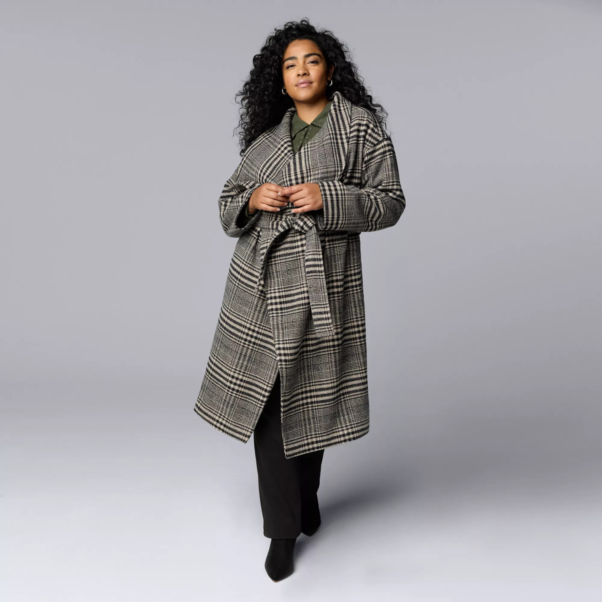 Plus Size Simply Vera Vera Wang Drape Collar Overcoat | Kohl's