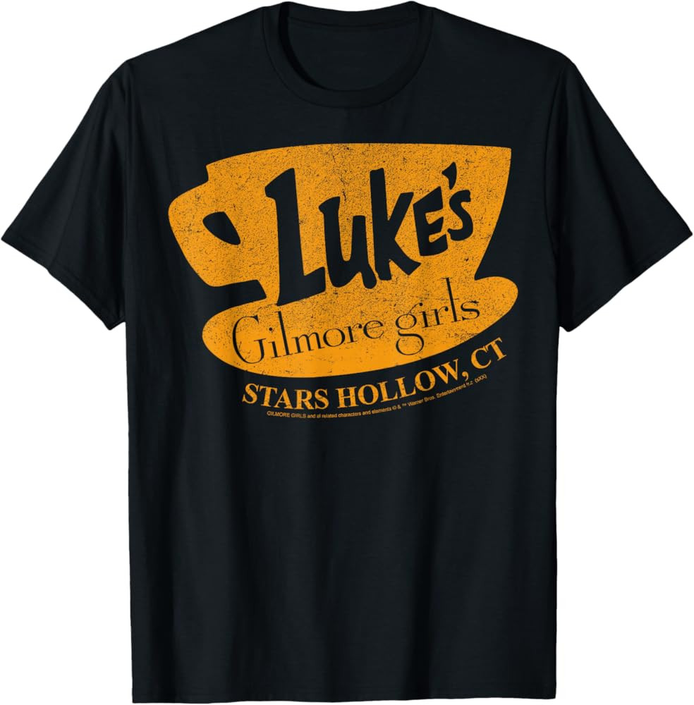 Gilmore Girls Luke's Diner Stars Hollow Distressed Sign T-Shirt | Amazon (US)