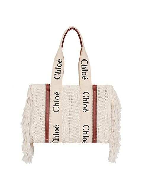 Medium Woody Knitted Cotton Fringe-Trim Tote | Saks Fifth Avenue