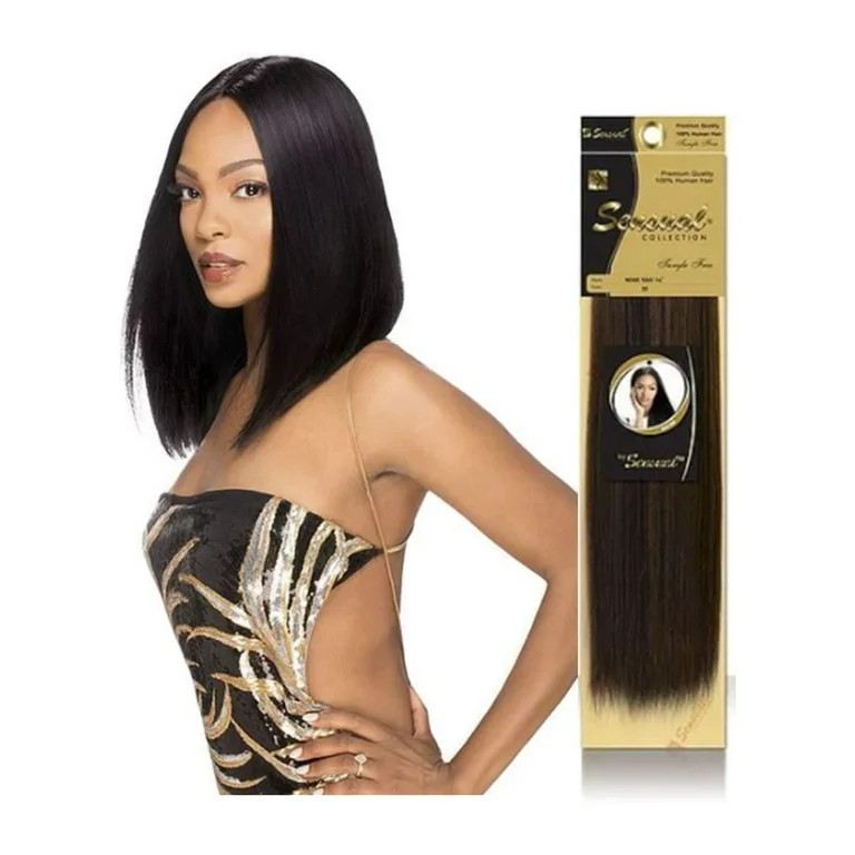Human Hair Weave Straight Mink Yaki By Sensual / 1B - Off Black / 14 INCH Beauty Supply Products ... | Walmart (US)