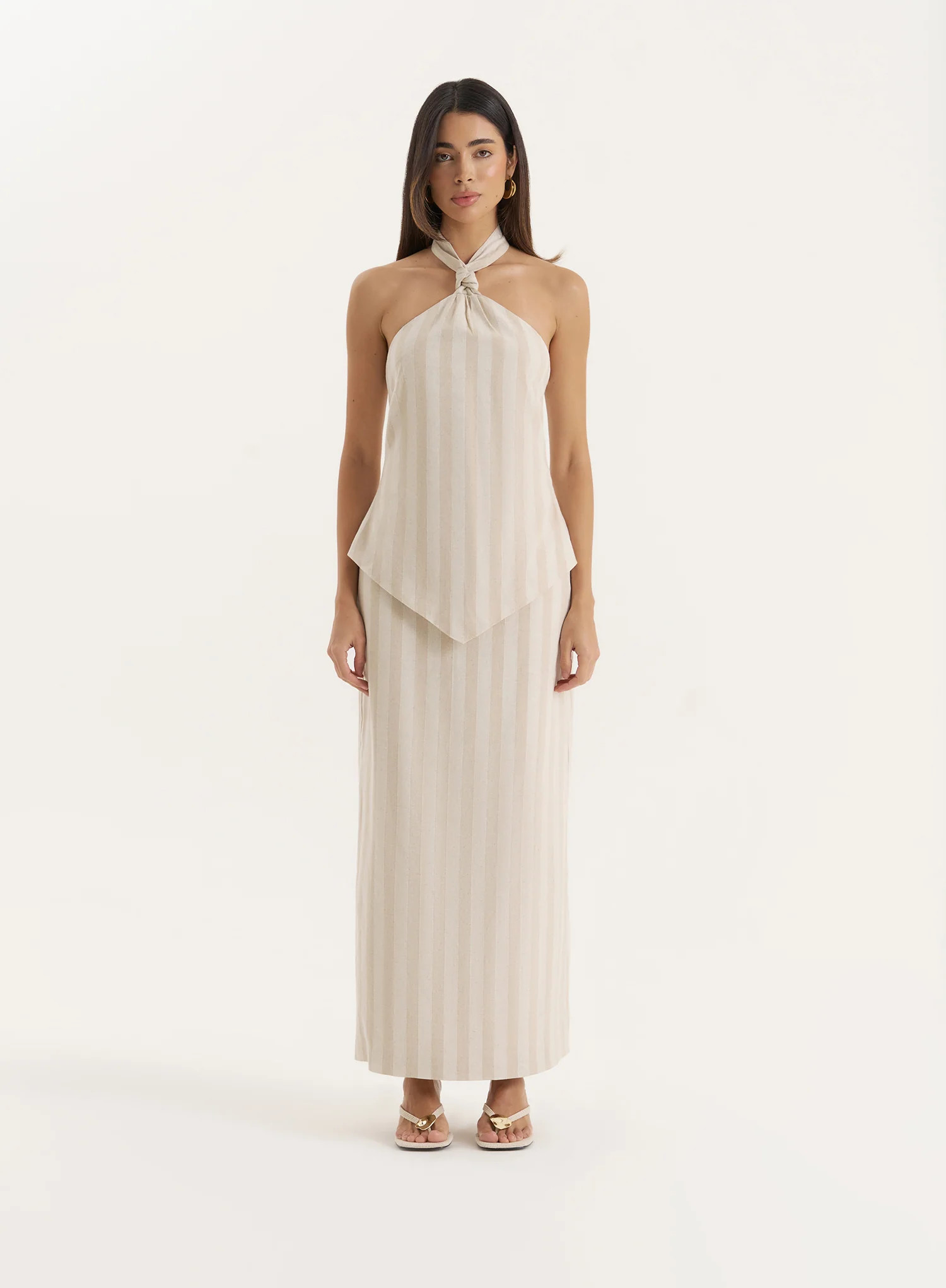 Cream Stripe Maxi Skirt- Tate | 4th & Reckless