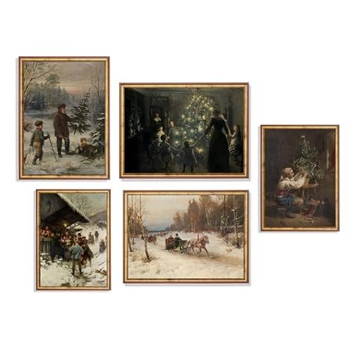Vintage Prints, Vintage Christmas Prints, Winter Scene Wall Art, Christmas Prints Wall Decor, Lan... | Amazon (US)