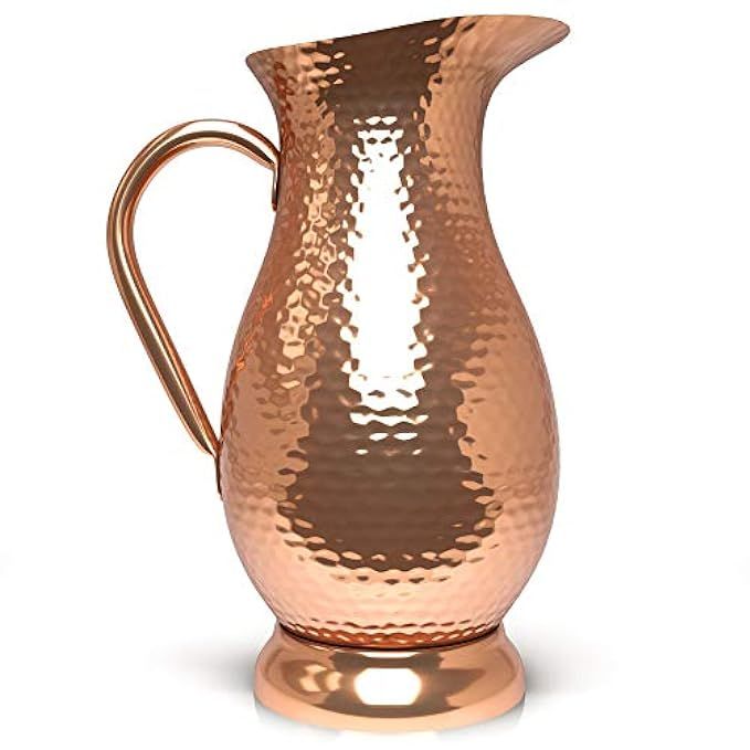 Pure Copper Pitcher - Extra Large 70 oz - Hammered Copper Water Jug for Ayurveda Health - No Inner L | Amazon (US)