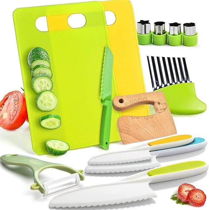 13 Pieces Montessori Kitchen Tools for Toddlers-Kids Cooking Sets Real-Toddler Safe Knives Set fo... | Amazon (US)