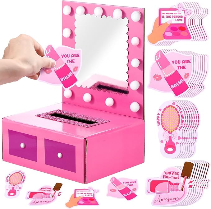 Valentine Boxes DIY Mailbox for Kids with 32 Greeting Cards Valentine's Day Table Box Kids Gift f... | Amazon (US)