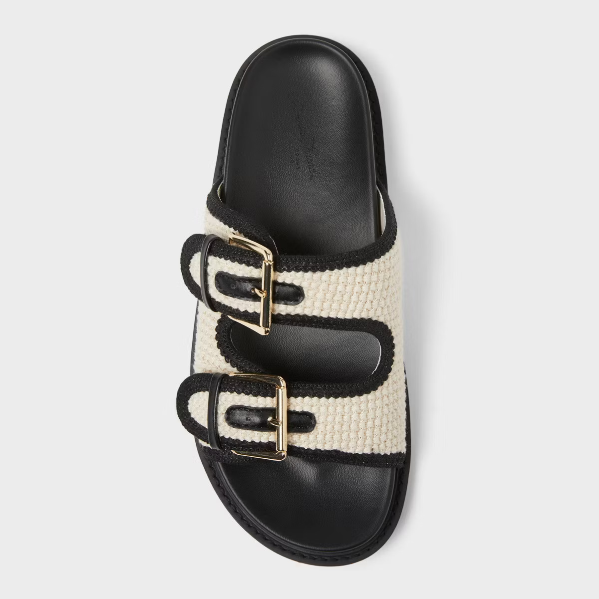 Women's Kylie Crochet Double Band Footbed Sandals - Universal Thread™ Black | Target