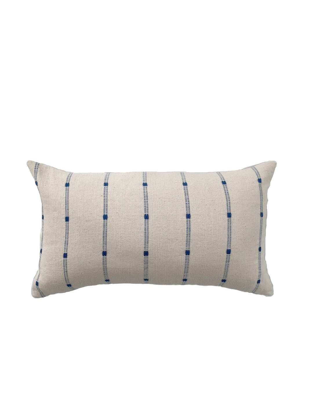 Handwoven Chiangmai Tribal Off-white and Blue Striped Lumbar Pillow Cover // 12 X 20 // 14 X 20 N... | Etsy (US)