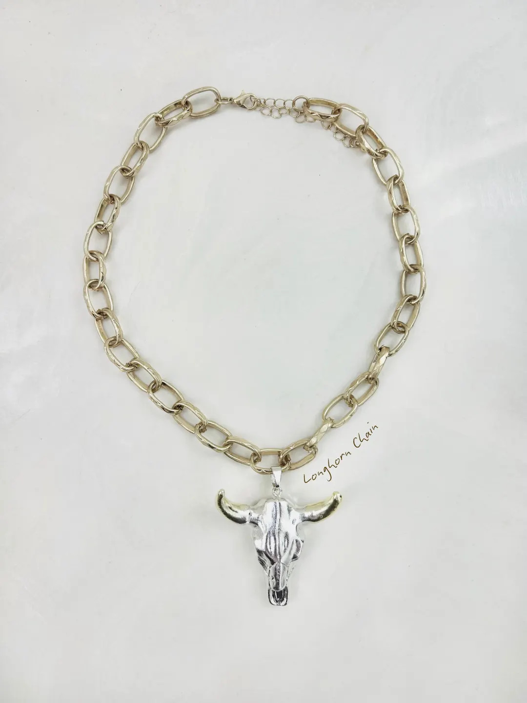 Chunky Longhorn Chain Necklace - Etsy | Etsy (US)