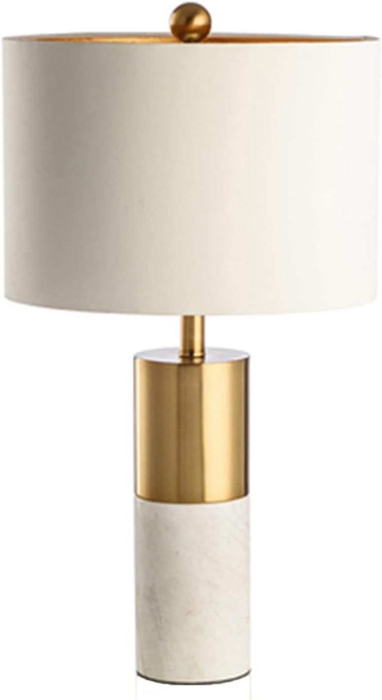HOFAG-Z Marble Table Lamp with Push Button Switch Classic Fabric Lampshade Indoor Bedside Lamp,E2... | Amazon (US)
