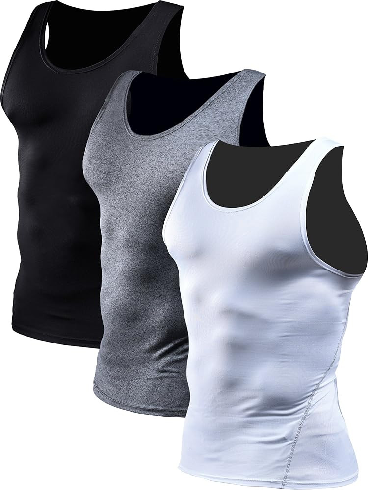 NELEUS Men's 3 Pack Athletic Compression Under Base Layer Sport Tank Top | Amazon (US)