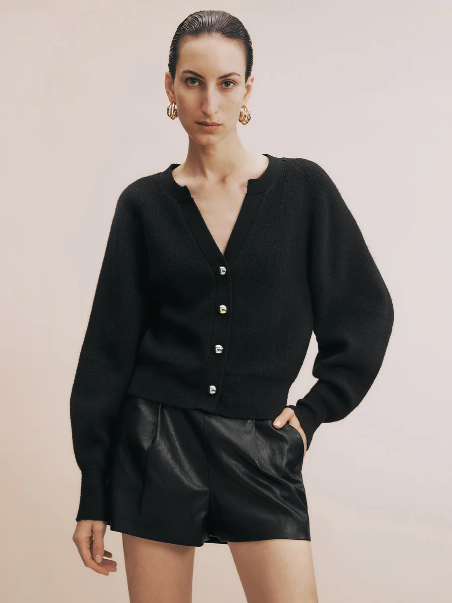 Notch Collar Knitted Cardigan | Urban Revivo