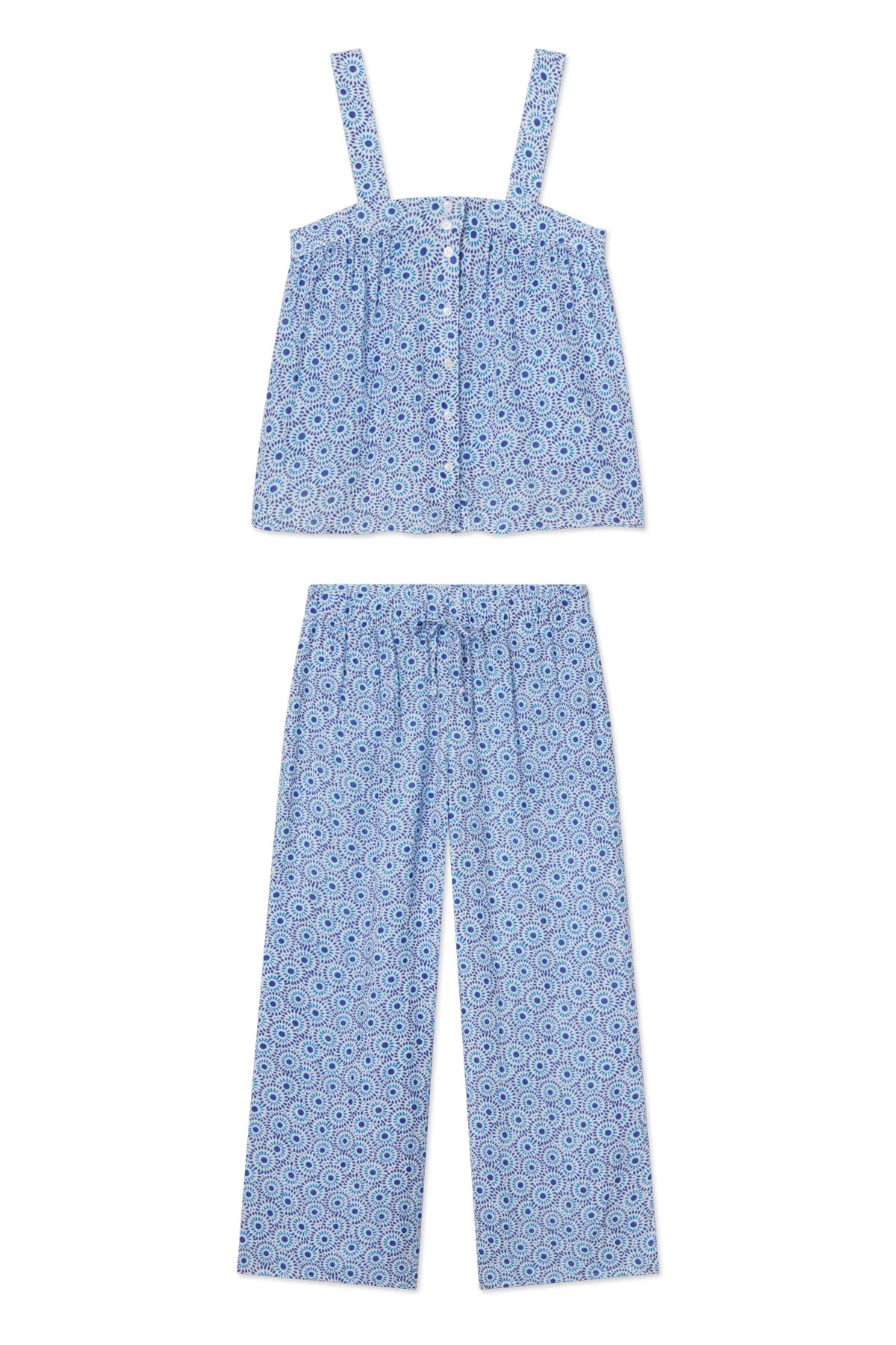 Hamptons Pants Set in Bougainvillea Stripe Gauze | Lake Pajamas