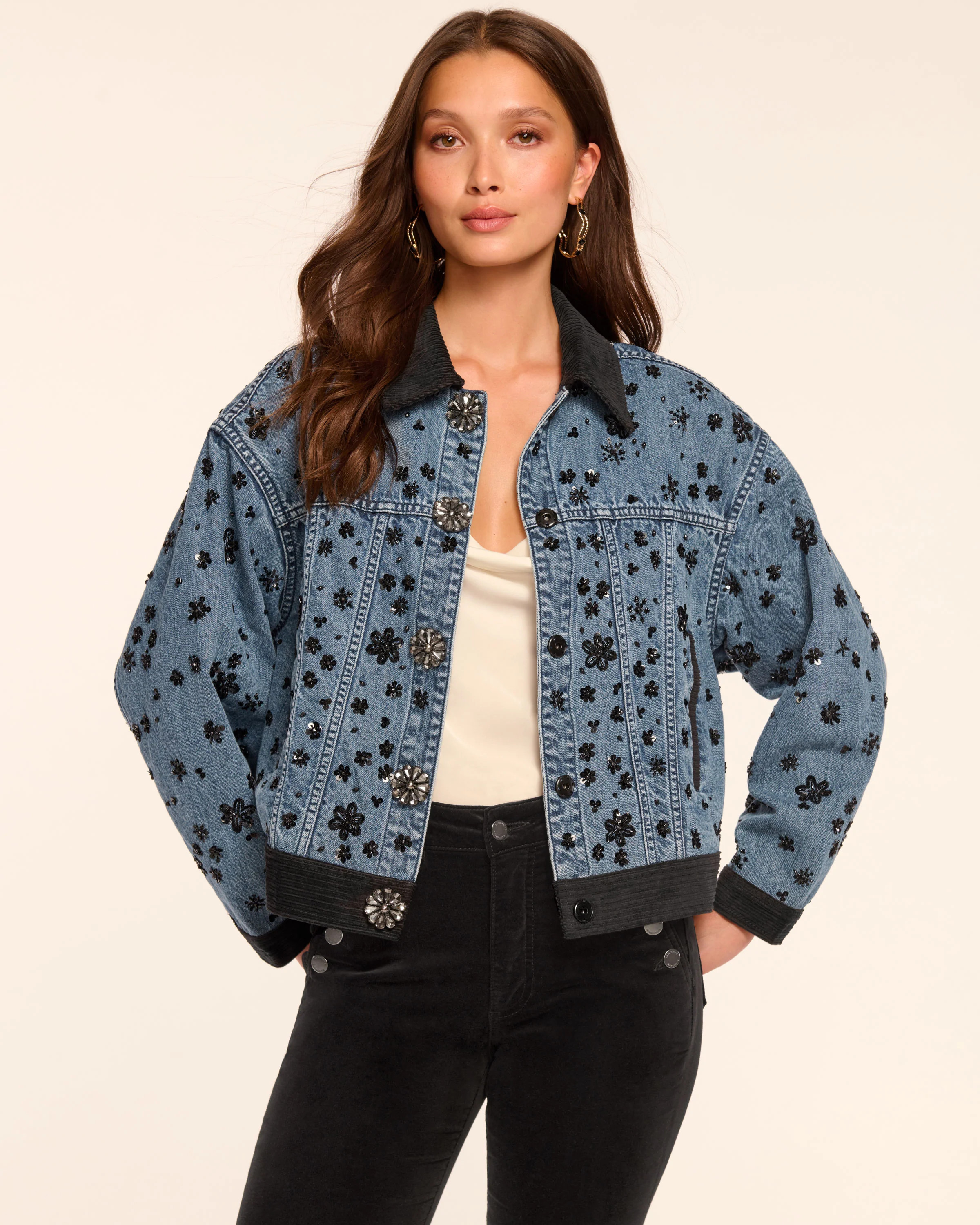 Robin Embellished Jean Jacket in Beaded Denim | Ramy Brook