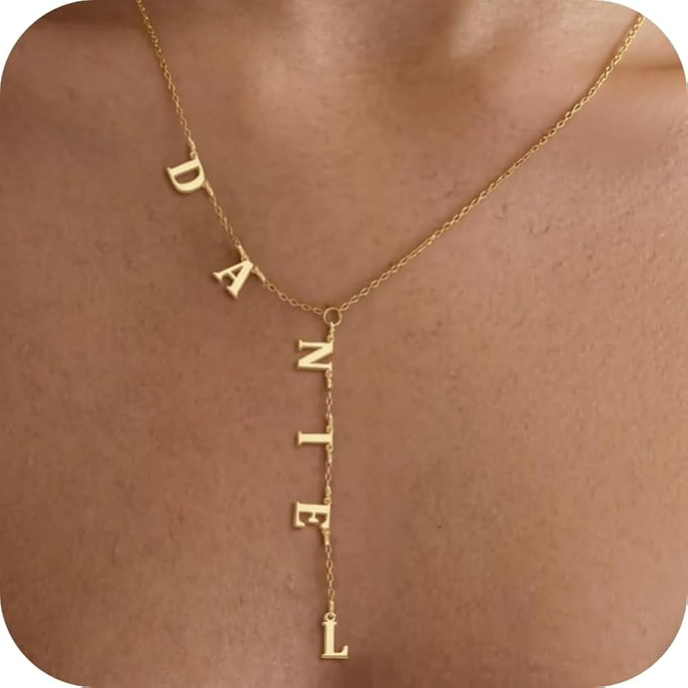 Xianofu Lariat Name Necklace for Women, Personalized 18K Gold Long Y-Shaped Necklace Pendant with... | Amazon (US)