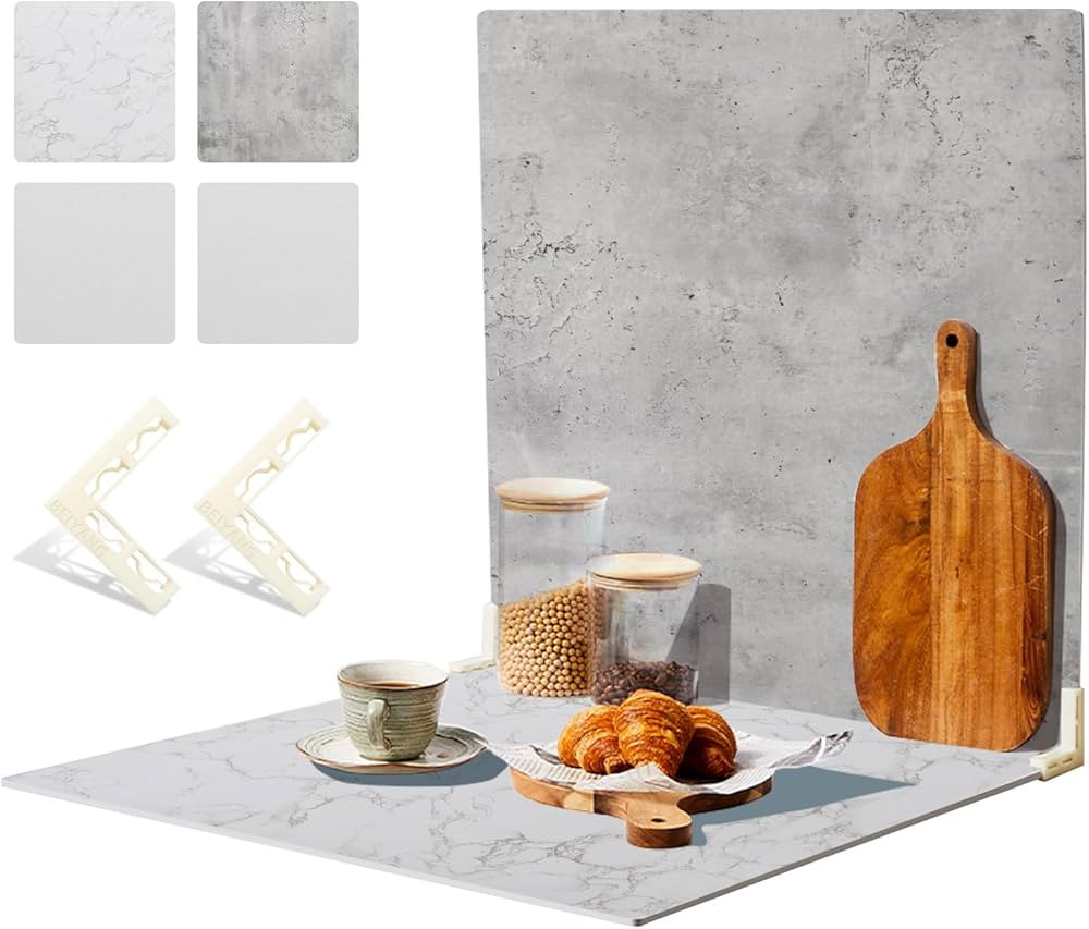 2 PCS 4 Pattern Boards Photo Backdrop for Flat Lay, Food Photography Background 24x24 Inch, BEIYA... | Amazon (US)