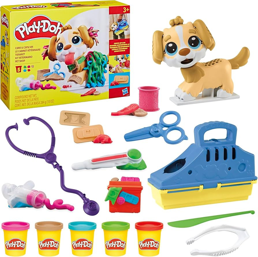 Play-Doh Care 'n Carry Vet Playset for Kids 3 Years and Up with Toy Dog, Storage, 10 Tools, and 5... | Amazon (US)