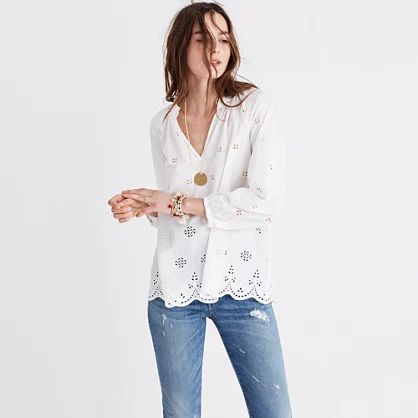 Eyelet Popover Top | Madewell