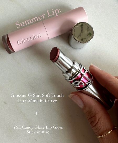 Summer lip update! Obsessed w this combo lately! Glossier g suit long lasting lipstick and YSL candy glaze gloss 💋 @sephora #sephorapartner 

#LTKunder50 #LTKbeauty
