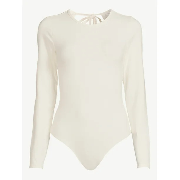 Free Assembly Women's Tie Back Bodysuit with Long Sleeves | Walmart (US)