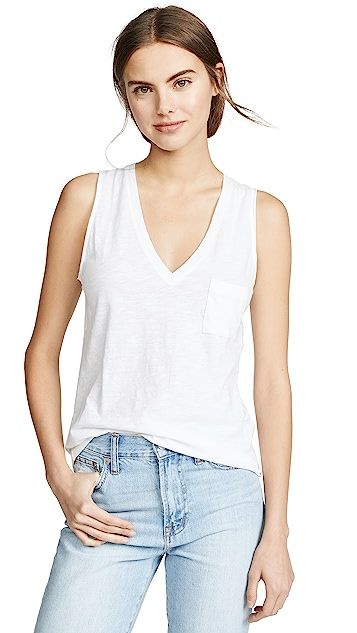 Whisper Cotton V Neck Pocket Tank | Shopbop