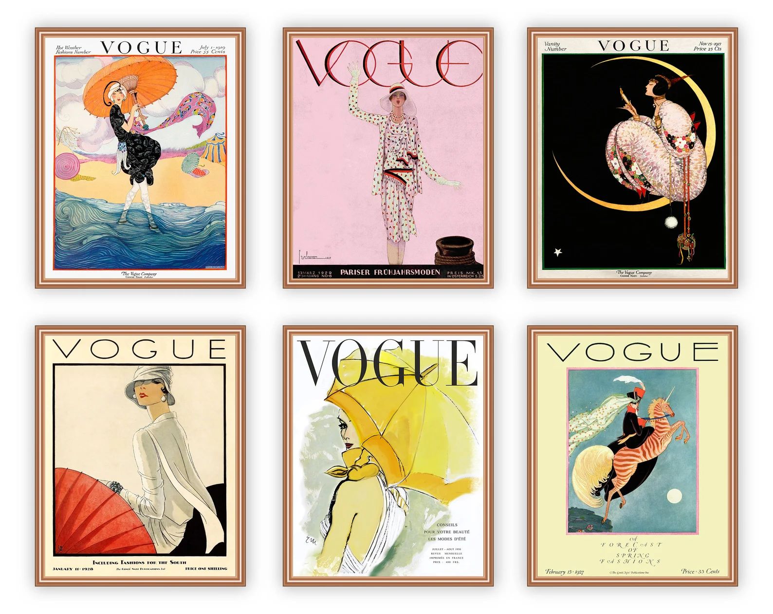 Fashion Wall Art, Vintage Magazine Cover Poster, Set of 6 Prints | Etsy (US)
