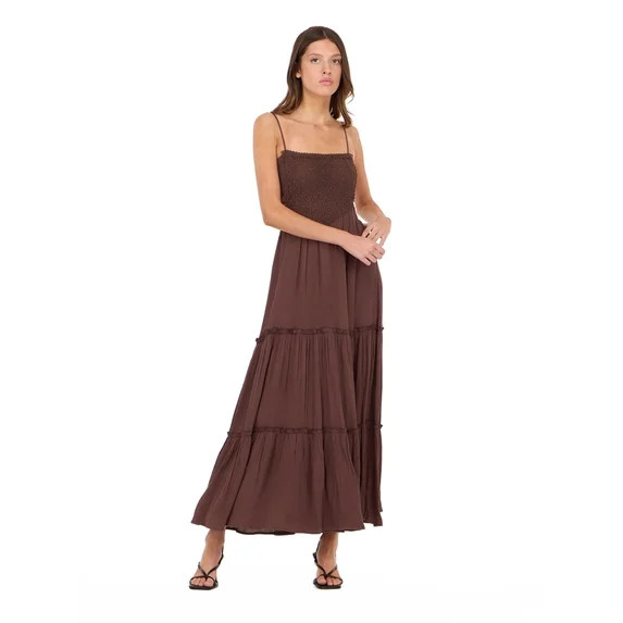 Forever 21 Women’s Smocked Maxi Dress with Adjustable Spaghetti Straps, Tiered Skirt and Flowin... | Walmart (US)