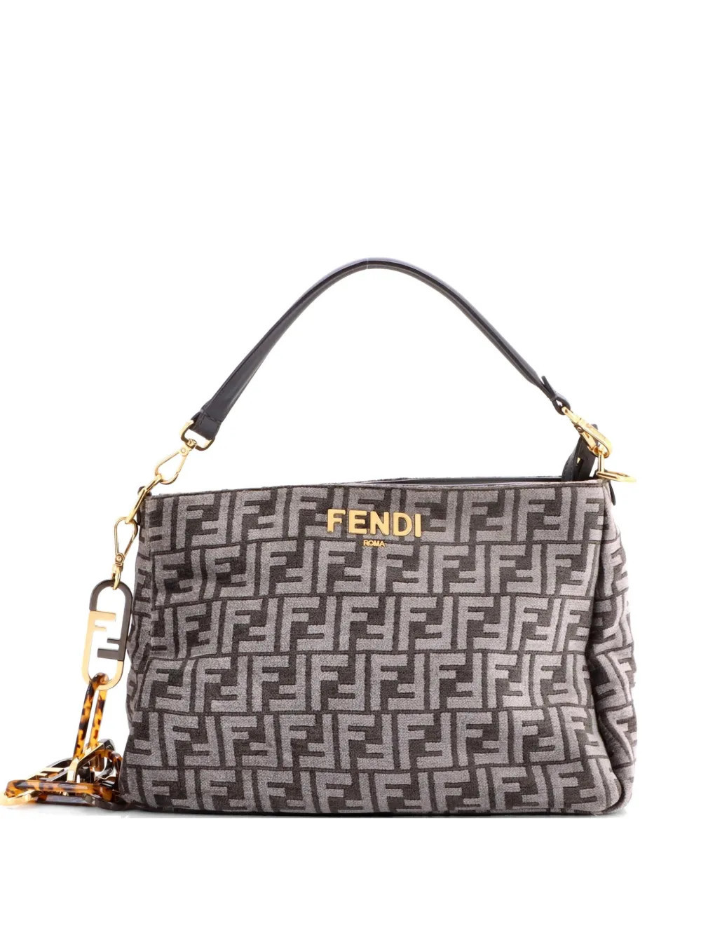 Fendi Pre-Owned O'Lock Zip Shoulder Bag Zucca Chenille hobo bag - Grey | Farfetch Global