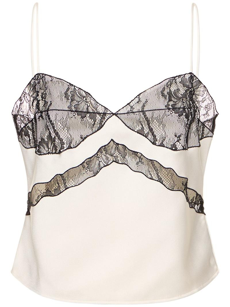 Narcisa lace & satin spaghetti strap top | Luisaviaroma