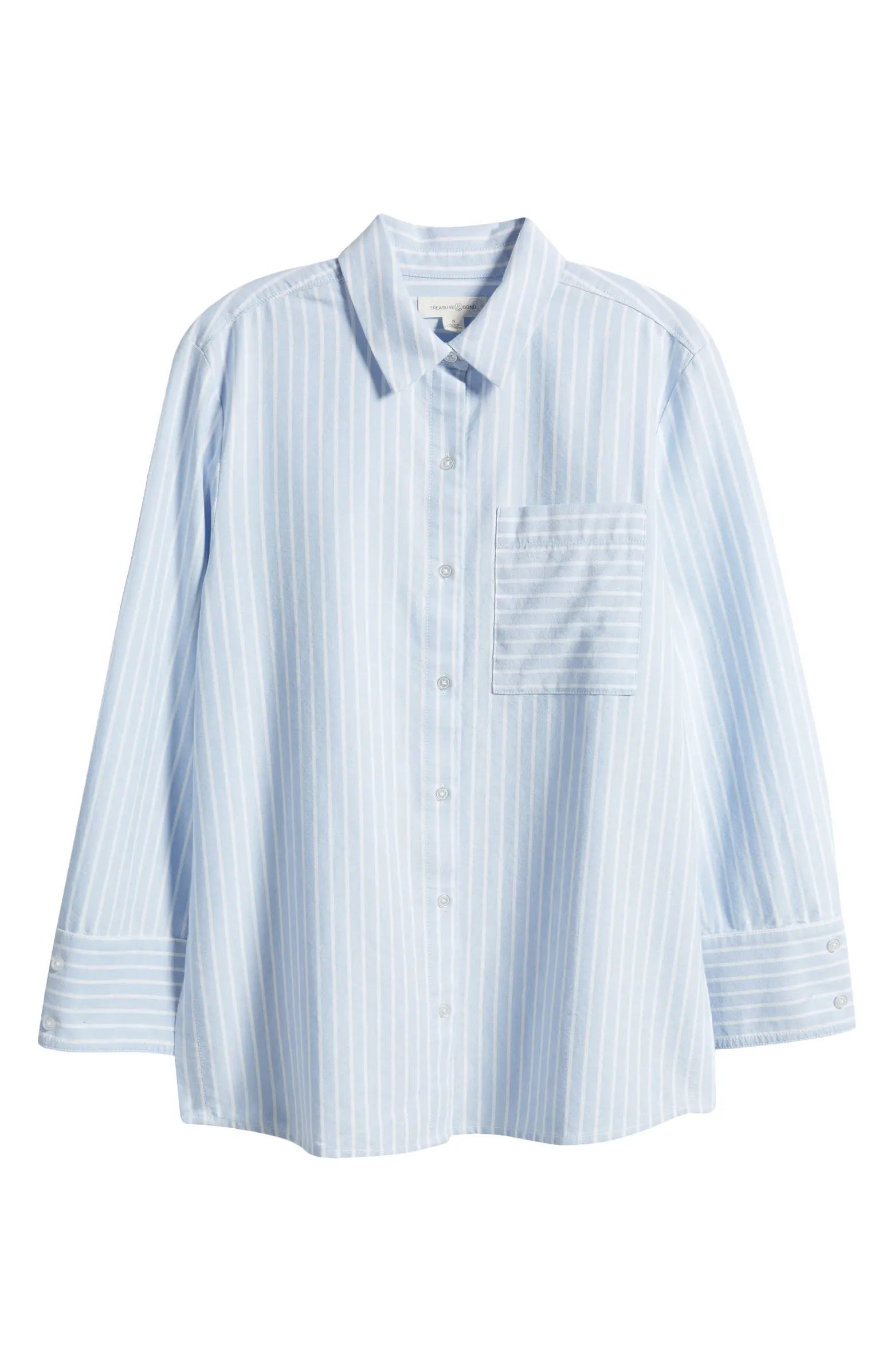 Oversize Stripe Poplin Button-Up Shirt | Nordstrom