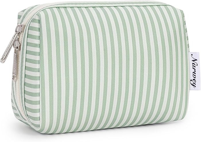 Narwey Small Striped Makeup Bag for Purse Mini Cosmetic Bag Travel Makeup Pouch Zipper Pouch Cute... | Amazon (US)