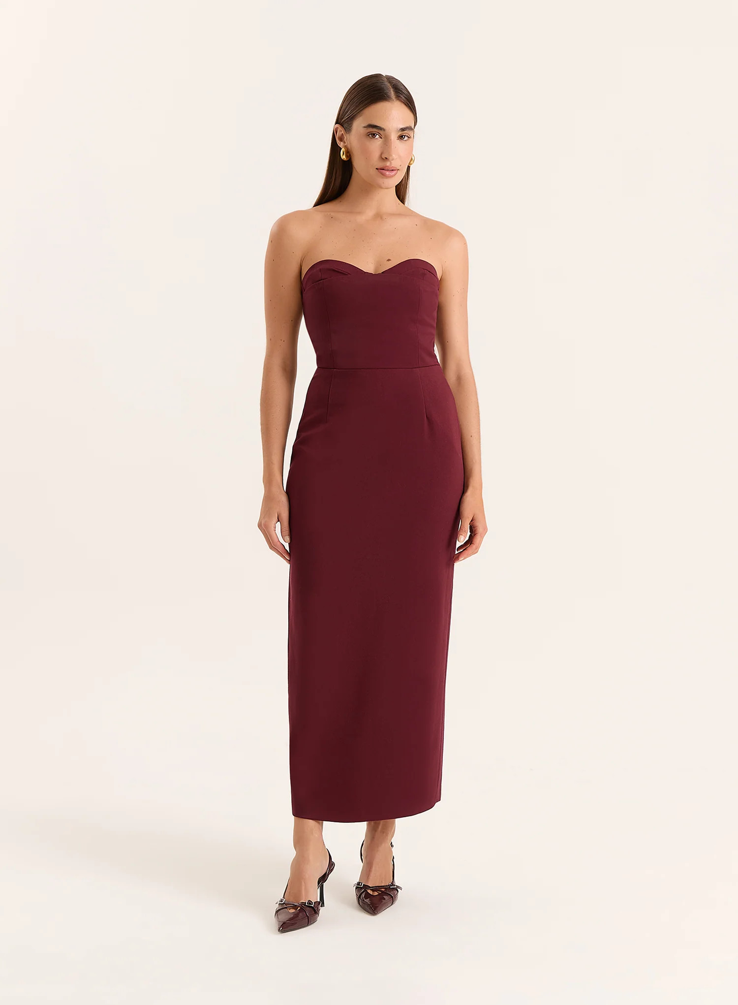 Burgundy Corset Style Dress-Heyward | 4th & Reckless