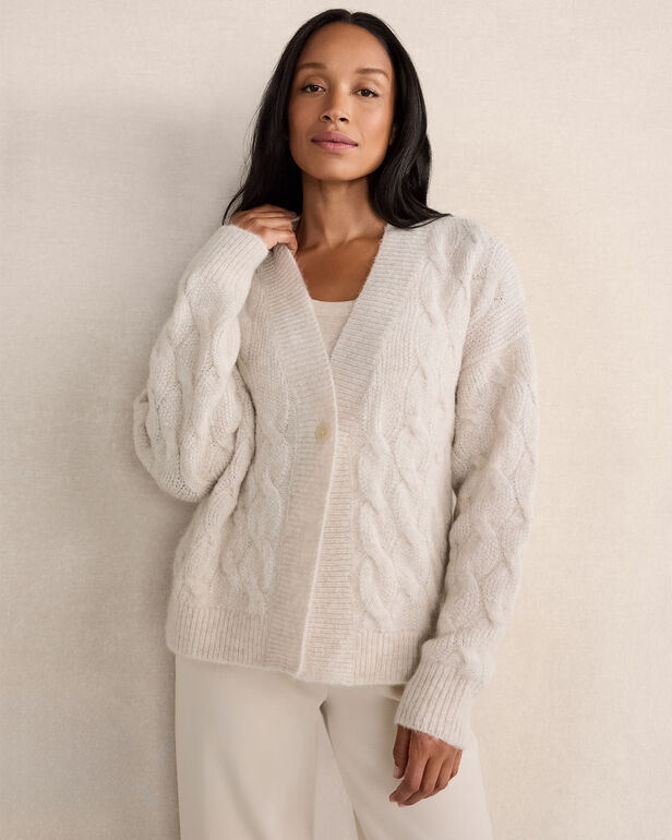Lofty Knit Cable V-Neck Cardigan | Haven Well Within