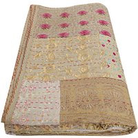 Indian Vintage Quilt Old Khambadiya Silk Sari Kantha Quilted Patchwork Bedspread Bohemian Throw Guda | Etsy (US)