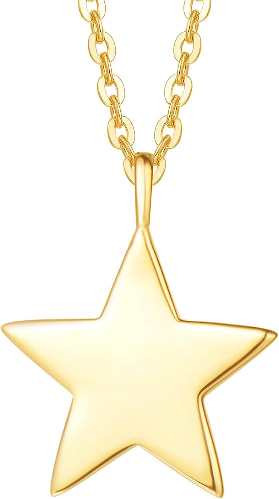 Solide 14 Karat 585 Gelb Gold Sonne Stern Mond Anh\u00e4nger Kette klein Basic Minimalist Halsket... | Amazon (DE)