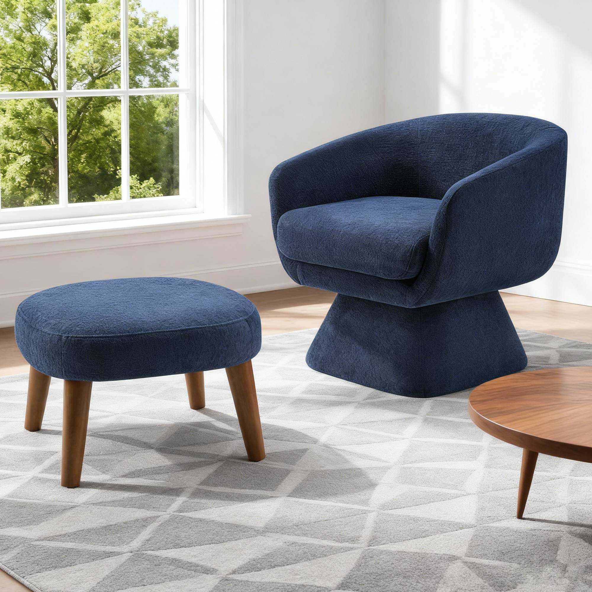 LUXEYARD Lazy Chair with Ottoman Modern Lounge Accent Chair Leisure Upholstered Sofa Chair Reading Chair with Footrest for Small Space Corner Chair | Lowe's