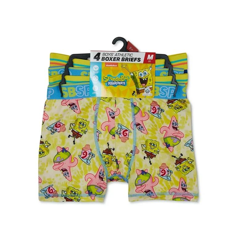 SpongeBob SquarePants Boys Boxer Brief Underwear, 4-Pack, Sizes XS-XL - Walmart.com | Walmart (US)