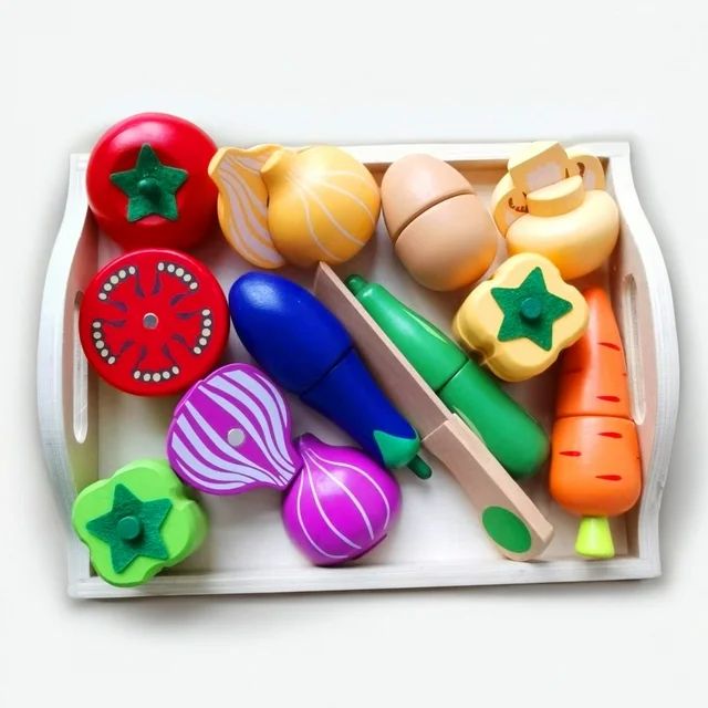 Wooden Play Food Toy for Kids,Play Kitchen Pretend Play Cutting Fruits & Vegetables,Toddler Monte... | Walmart (US)