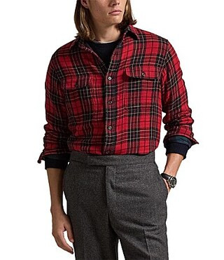 Polo Ralph Lauren Classic Fit Plaid Double-Faced Long Sleeve Workshirt - L | Dillard's