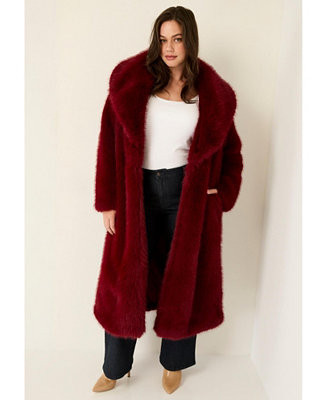Women's Plus Size Shaggy Faux Fur Coat | Macy's
