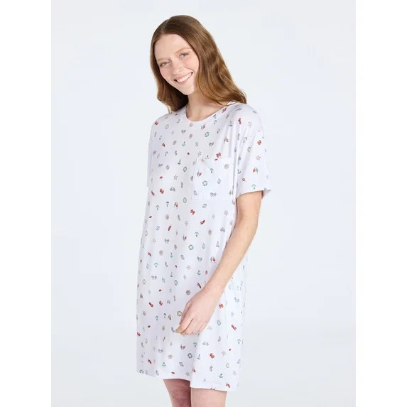 Joyspun Women's Dreamy Soft Collection Short Sleeve Sleepshirt, Sizes S/M-2X/3X | Walmart (US)