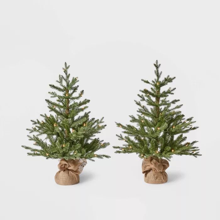 2pk 3ft Pre-Lit Potted Balsam Fir Artificial Tree Clear Lights - Wondershop™ | Target