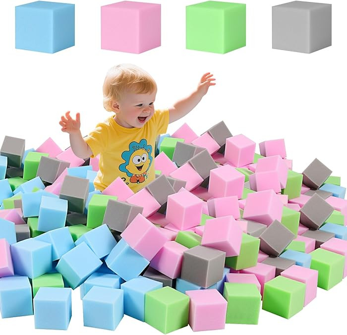 100PCS 3 Inch Soft Foam Blocks - Educational Toys for Toddlers, Colorful Stacking & Sorting Cubes... | Amazon (US)