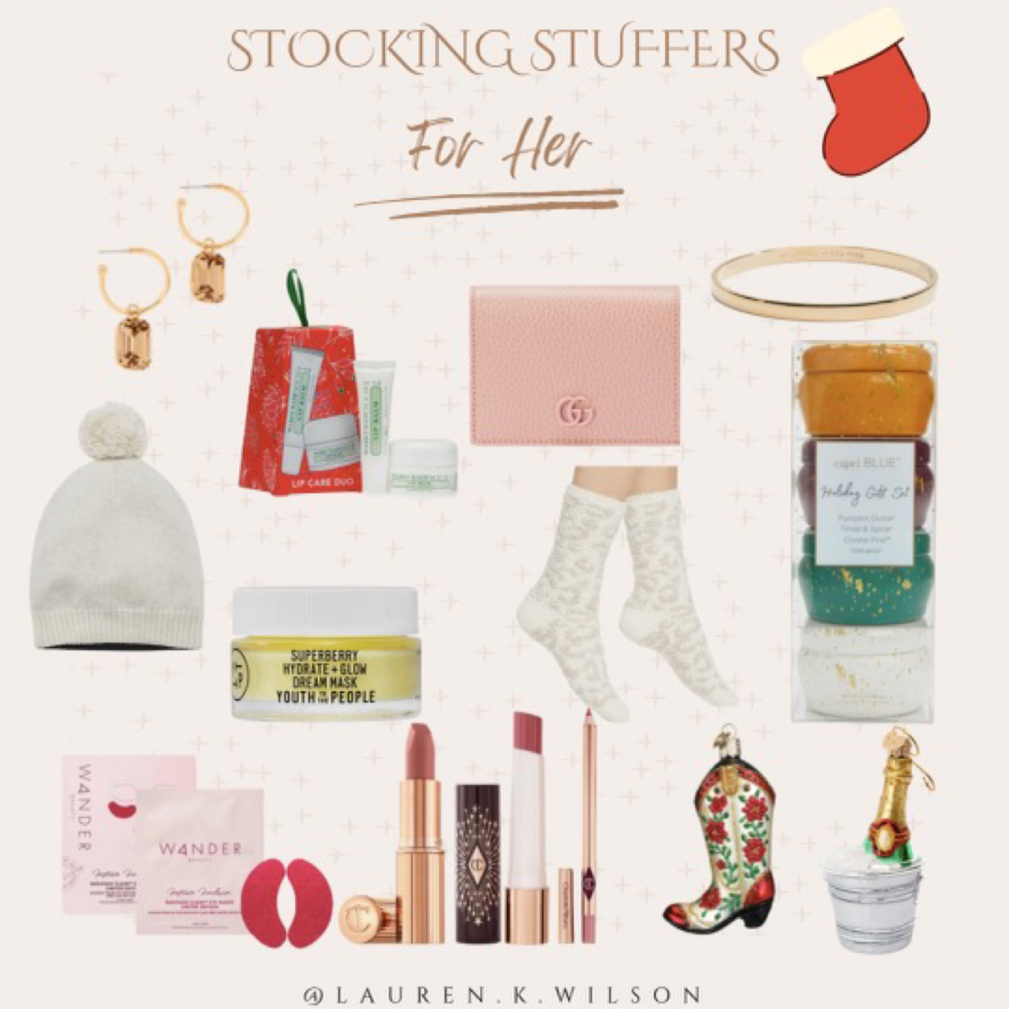 Stocking stuffers for her. Gifts for her. Gift guide for her. Socks for her. Jewelry for her. Skincare products. Nordstrom for her. Shopbop. Tuckernuck. Gucci cardholder. Gold bangle. Gifts under $50. Gifts under $100 

#LTKunder50 #LTKHoliday #LTKGiftGuide