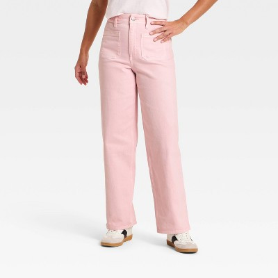 Women's Highest-Rise Sailor Straight Jeans - Universal Thread™ Pink 8 | Target