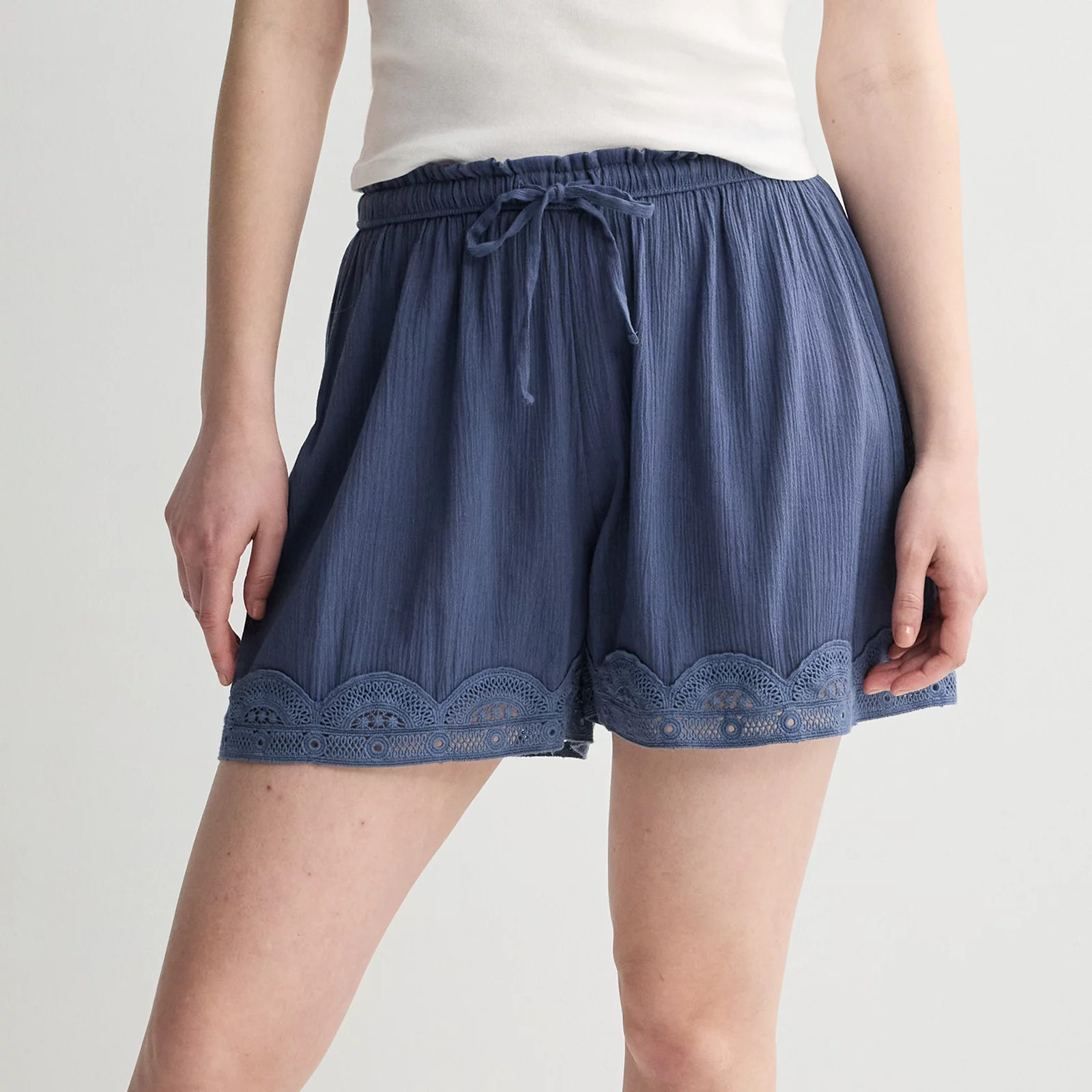 Juniors' SO\u00ae High Rise Lace Trim Shorts | Kohl's