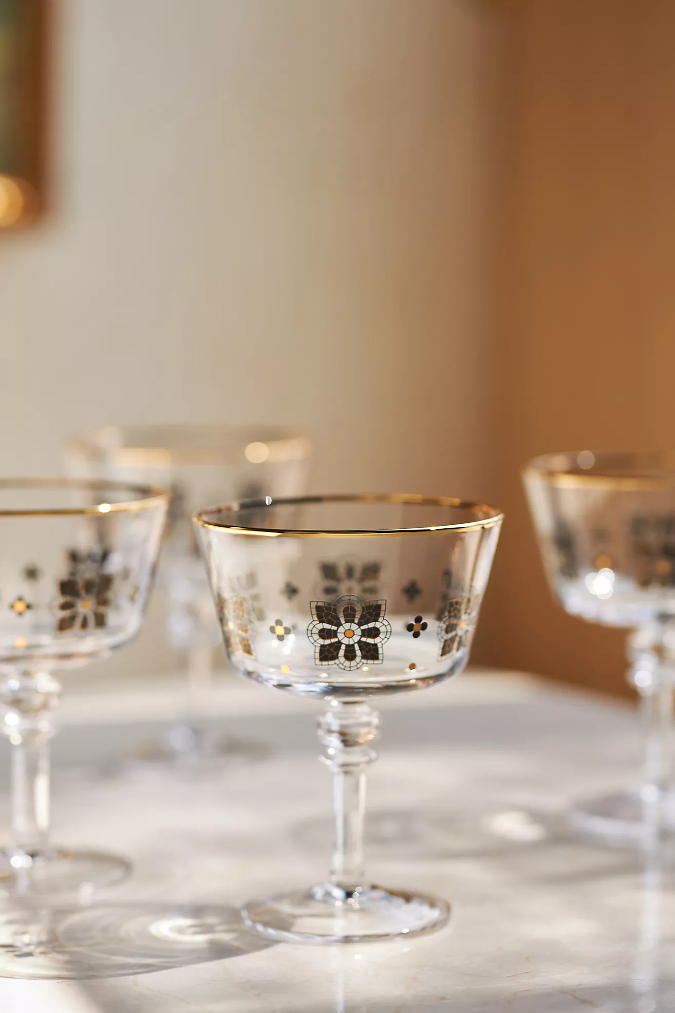 Bistro Tile Coupe Glasses, Set of 4 | Anthropologie (US)