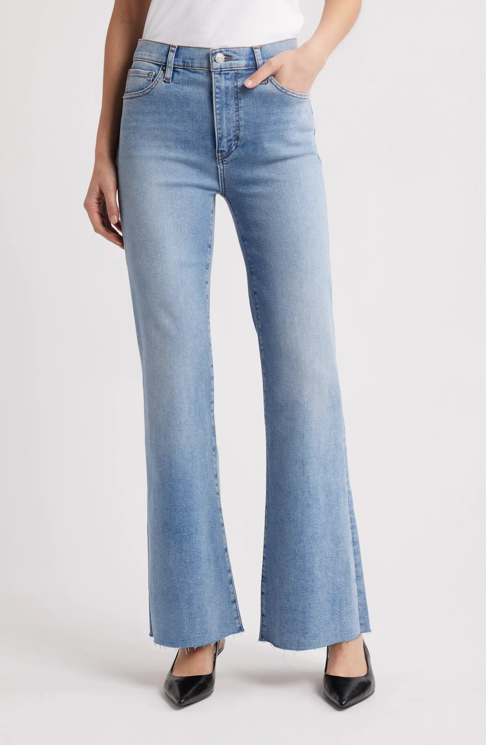 FRAME The Icon Raw Hem Flare Jeans | Nordstrom | Nordstrom