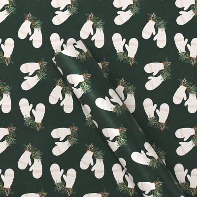 20 sq ft Mittens Christmas Gift Wrap Green - Wondershop™ | Target