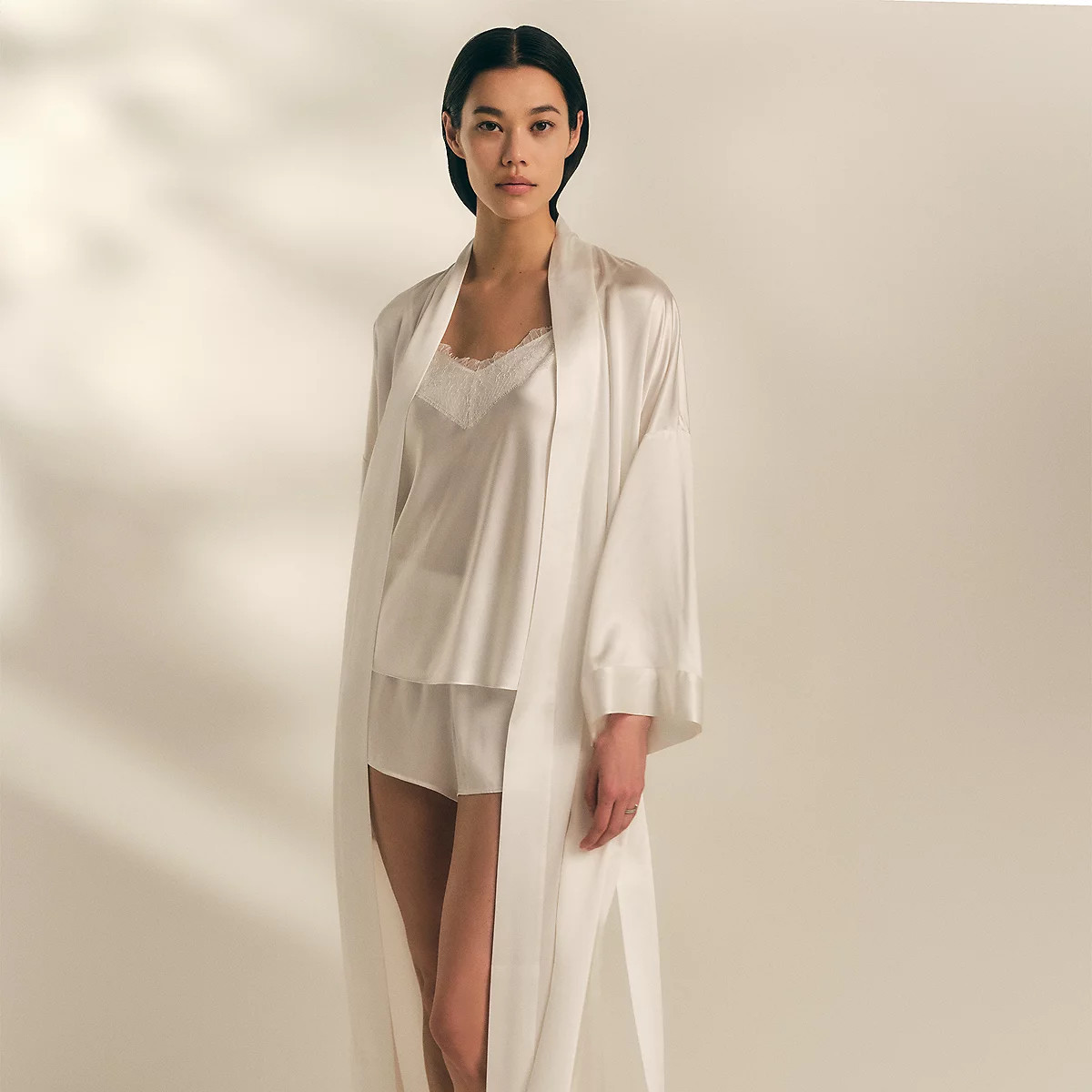 The White Company Silk Robe, Ivory, Size: XL | The White Company UK & ROW