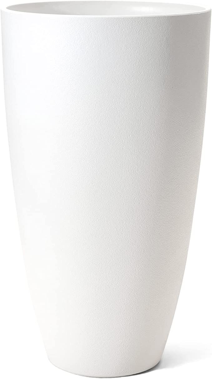 LA JOLIE MUSE Tall Planters Outdoor Indoor - 20 inch Modern White Flower Pots with Drainage Holes... | Amazon (US)